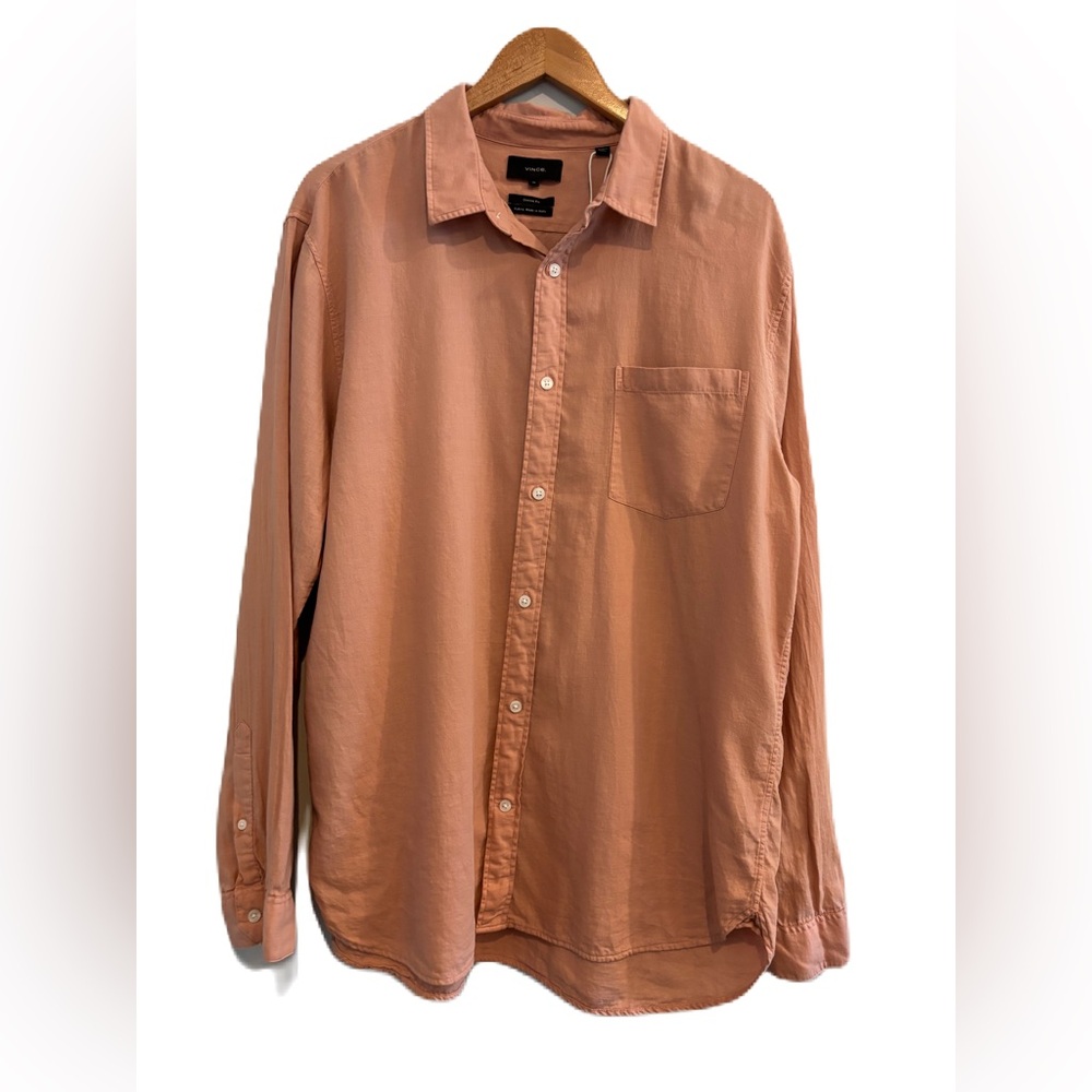 Vince Men's Italian Cotton Classic Fit Blush Long Sleeve Button Down Size XL